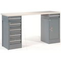 Global Equipment Cabinet Workbench w/ Plastic Top   6 Drawers, 60"W x 24"D, Gray 432222